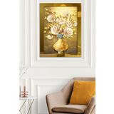 Vazo Çiçek Gold Tek Parça Pleksi Tablo, 60 x 80, PT-091