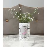 VAZO DAHİL,VAZO DAHİL,VAZODA ÇİÇEK,BEYAZ YAPAY ÇİÇEK,VAZO DEKORATİF PEMBE ELBİSELİ KADIN 7X7X16CM