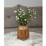 VAZO DAHİL,VAZO DAHİL,VAZODA ÇİÇEK,BEYAZ YAPAY ÇİÇEK,VAZO DEKORATİF TAŞLI ALTIN POLİRESİN 7x7x15cm