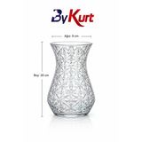 Vazo Kristal Desenli Cam Çiçeklik Salon Ofis Masa Dekoru 20 Cm