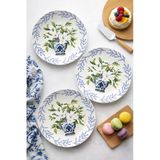 Vazo Ve Beyaz Çiçek Desenli 6 Adet 20 Cm Modern Pasta Tatlı Tabağı Seti Şık Kahvaltılık Tabak