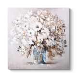 Vazoda Beyaz Çiçekler Tablosu 70 x 70