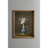 Vazoda Çiçekler - Vintage Desenli Çerçeve, Altın1, 15 x 21, 5820000005167