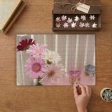 Vazoda Pembe Kır Çiçekleri Tasarımı 240 Parça Ahşap Puzzle Ahşap Kutuda MP00505
