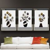 Vazodaki Çiçekler Temalı Aynalı Çerçeveli 3 lü Kanvas Tablo Seti 150x70 cm SETS0297