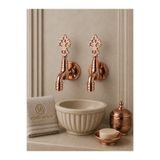 vb vitrinbanyo 2 Adet 1/2 Perlatörlü Rose Gold Osmanlı Musluğu Pirinç Kurna Musluğu Hamam Musluğu Dekoratif Banyo Musluğu Seti