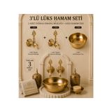 vb vitrinbanyo 3'lü Lüks Hamam Seti 2 Adet Gold Tuğralı Osmanlı Musluğu + Gold Hamam Tası Pirinç Kurna Musluğu Seti