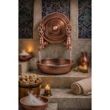 vb vitrinbanyo Kurna Muslukları Seti Bakır Kurna Seti 2 Adet Bronz Osmanlı Muslukları 1 Adet Ağır Hamam Tası