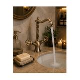 vb vitrinbanyo Osmanlı Antik Lavabo Bataryası – Retro Klasik Tasarım Kuğu Ağızlı Banyo Musluğu – Eskitme Pirinç Görünümlü