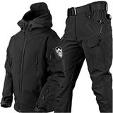 VBVARV Askeri taktik erkek dövüş üniforması su geçirmez ordu savaş kıyafeti seti, kamuflaj softshell ceket, pantolon, av kıyafeti, Siyah, L