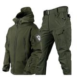 VBVARV Askeri taktik erkek dövüş üniforması su geçirmez ordu savaş kıyafeti seti, kamuflaj softshell ceket, pantolon, av kıyafeti, yeşil (Military Green), S