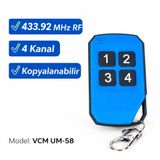 VCM UM-58 433 MHz RF Uzaktan Kumanda 4 Kanal Kopyalanabilir Garaj ve Kapı Kumandası