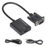 Vcom CG597 VGA Erkek To HDMI Dişi+Aux Siyah Dönüştürücü (Kdo)