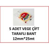 Ve-Ge Vege Çift Taraflı Bant 12*25 ( 5 Adet ) - --