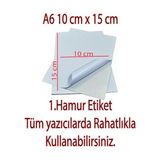 ve Laser Uyumlu Güçlü Yapışkanlı 10X15CM A6 Etiket Kağıdı Mat Yüzeyli 120GSM (100 Yaprak) - Standart