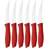 ve Meyve Bıçağı, Çelik, Kırmızı, Lazer Kesim Tırtıklı Uç, 22 Cm, 6 Adet