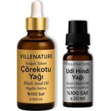 ve Saç Bakım Seti, Çörekotu 100 ml ve Udi Hindi Yağı 20 Ml, %100 Saf Doğal, Soğuk Sıkım, N