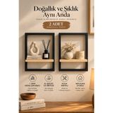 Ve Shop LAVEN 2’li Dekoratif Duvar Rafı Seti Sİyah Ahşap Modern Duvar Dekoru ve Kitaplık Rafı