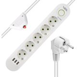 Vea 1.5 mt Kablolu 3 USB Çıkışlı Beyaz Akım Korumalı Anahtarlı Topraklı Gurup Priz
