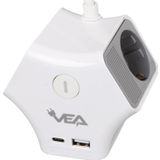 VEA 2 Adet Usb 1 Adet Type-C Girişli 3680 Watt 16 Amper 1.5 Metre Kablolu Anahtarlı Çoklu Priz Golyat Fiş