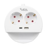 Vea 2'Lı Telefon Standli 1 Adet Usb 1 Adet Type-C Girisli 3680 Watt 16 Amper 1.5 Metre Kablolu Anahtarli Coklu Priz Golyat Fis Priz
