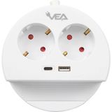 Vea 2li USB + Type-C Girişli Telefon Standlı 1.5 Metre Grup Priz Ve- G1102C (4886)