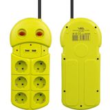 Vea 6 Lı Çift USB Li Kablolu Anahtarlı Çocuk Korumalı Grup Priz