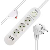 Vea M3LFS- Vea VA-21558 3'lü 1.5 mt Kablolu 3 Usb'li Beyaz Akım Korumalı Priz