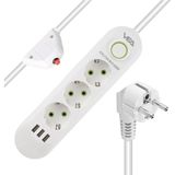 Vea VA-21558 3'lü 1.5 mt Kablolu 3 Usb'li Beyaz Akım Korumalı Priz