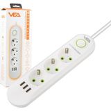 Vea VA-21558 3'lü 3 Usb'li - 1.5 Metre Akım Korumalı Priz Beyaz KPF77-9C23