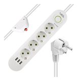 Vea VA-21560 4'lü 3 USB'li 1.5 Metre Akım Korumalı Priz Beyaz