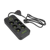 Vea Va-21563 4xusb'li 1.5 Metre 6lı Akım Korumalı Priz Siyah
