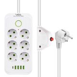 VEA VA-21564 6'LI 1.5 METRE KABLOLU 4 USB'Lİ BEYAZ AKIM KORUMALI PRİZ