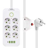 Vea VA-21564 6'lı 4 Usb'li 1.5 Metre Akım Korumalı Priz Beyaz 323089