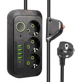 Vea VA-21565 4 x Usb+Type-C 3'lü 1.5 Metre Akım Korumalı Priz Siyah