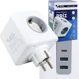 Vea VE-23089 2x USB 1x Type-C 3'lü Çocuk ve Termal Korumalı Grup Priz - 3LÜ