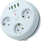 Vea VE-26583 3'lü 1.5 Metre Kablolu 3 USB / Type-C Girişli Akım Korumalı Grup Priz - Beyaz - Seçeneksiz
