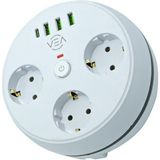 Vea VE-26583 3'lü Akım Korumalı Grup Priz 1.5 Metre Kablolu 3 USB Type-C Girişli Renkli