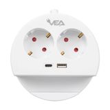 Vea Ve-g1102c 2 Li Telefon Standlı Tutacaklı Priz Usb Li Type-c Girişli Uzatma Kablosu 1.5 Metre