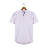 VEAVEN Erkek Lila Hakim Yaka Yarım Patlı Ekoseli Kısa Kollu Slim Fit Gömlek