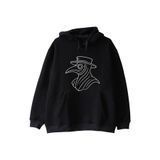 Veba Doktoru Maskesi Baskılı Minimal Siyah Hoodie