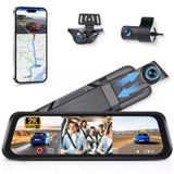 Vechtel 3*Araç Kamerası, Wifi Özellikli 2K Araç Ön Arka, 9,66 İnç Ips Ekranlı 1080P Araç Kamerası, Gece Görüşü, G Sensörü, Döngü Kayıt, 24 Saat Park İzleme, Geri Vites Yardımı