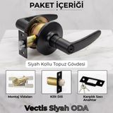 Vectis Kollu Topuzlu Kilit - Amerikan Tipi Otel Kilidi - Siyah (Eski Topuzlu Kilit Yerine Uyumlu)