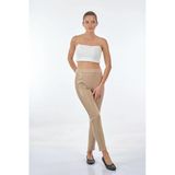 Vedi Minimalist Deri Detaylı Slim Fit Kadın Tayt - Günlük Stil