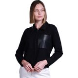 Vedi Sempre Minimalist Uzun Kol Fermuarlı Kadın Kazak - Cep Detaylı - Siyah - 38