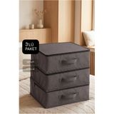 Vedsey 3'lü Set 53x44x21 Cm Baza Altı & Dolap Içi Organizer, Yorgan & Yastık Düzenleyici Hurç Antrasit Gri