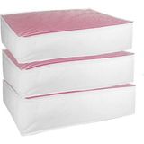 Vedsey 3'lü Set Baza Altı Düzenleyici Büyük Boy Hurç Pembe Çizgili 70X50X25 cm - Pembe - Beyaz