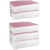 Vedsey 5'li Set Baza Altı Düzenleyici Büyük Boy Hurç Pembe Çizgili 70X50X25 cm - Pembe - Beyaz