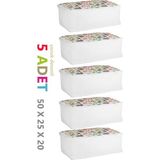 Vedsey 5'li Set Orta Boy 50X25X20CM Kıyafet&baza Altı&dolap Içi Düzenleyici Çocuk Hurç Sevimli Desenli - Çok Renkli