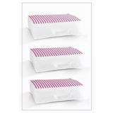 Vedsey Home Organizer 3'lü Set 53x44x20cm Baza Altı&dolap Içi Organizer Yorgan&yastık Düzenleyici Hurç Pembe Çizgili